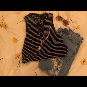 Striped Black & White Tank